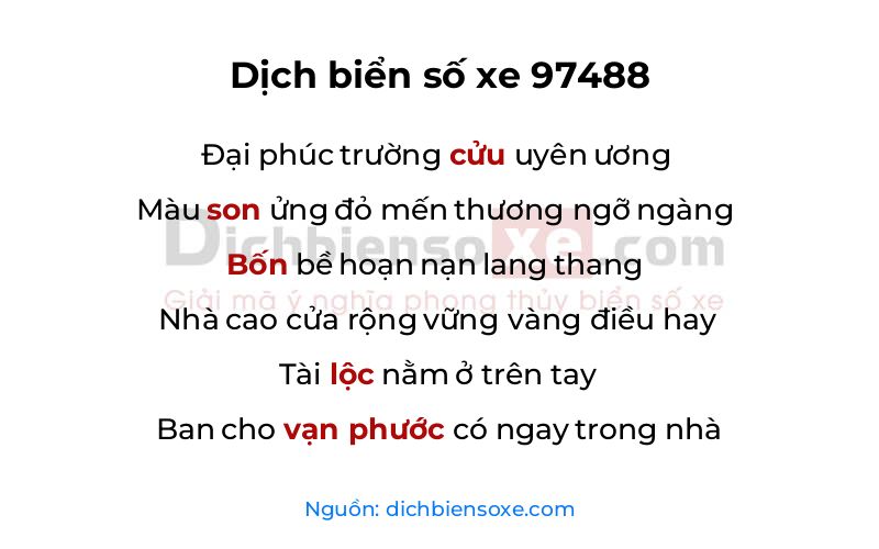 Dịch thơ biển số 97488