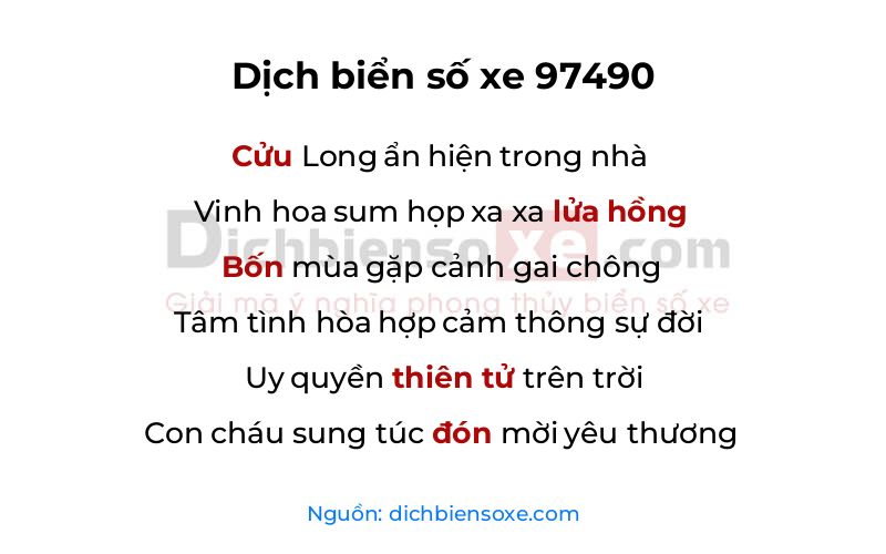 Dịch thơ biển số 97490