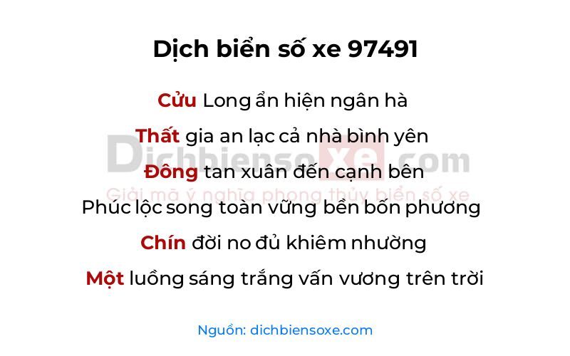 Dịch thơ biển số 97491