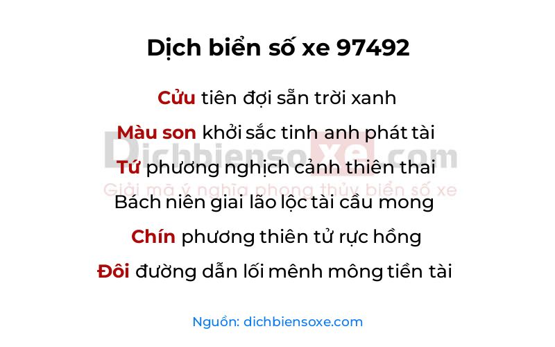 Dịch thơ biển số 97492