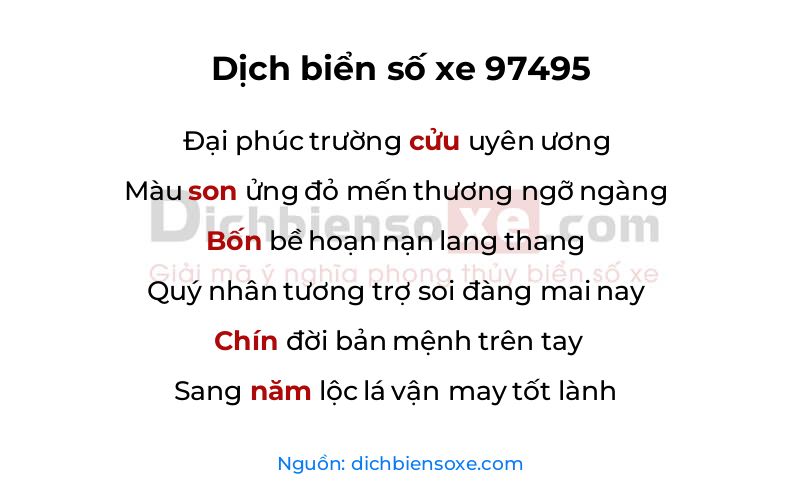 Dịch thơ biển số 97495