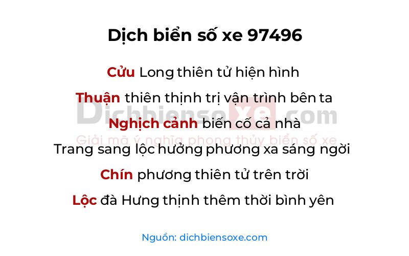 Dịch thơ biển số 97496