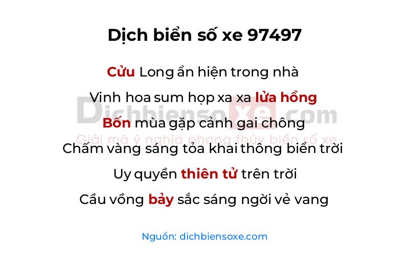 Dịch thơ biển số 97497