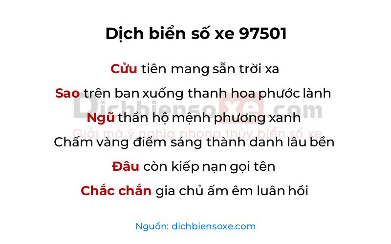 Dịch thơ biển số 97501