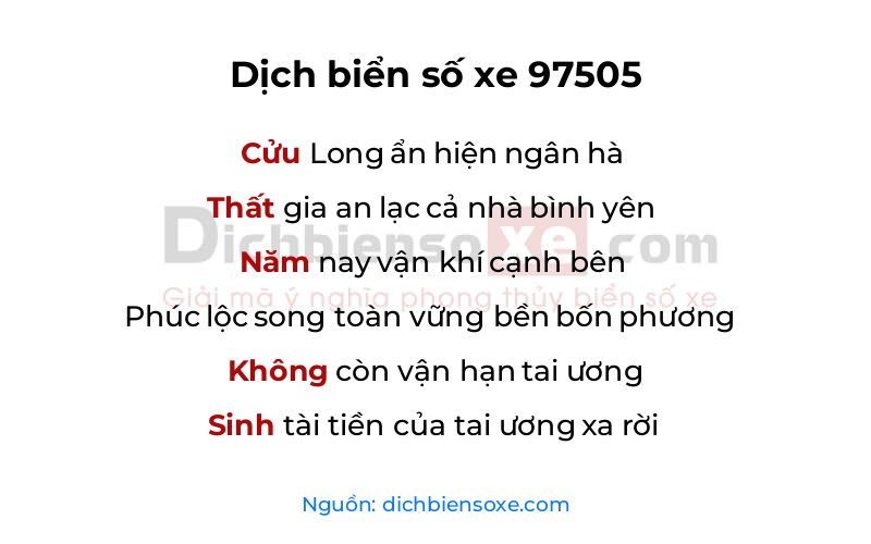 Dịch thơ biển số 97505