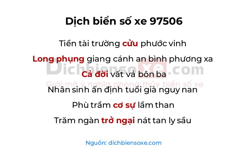 Dịch thơ biển số 97506