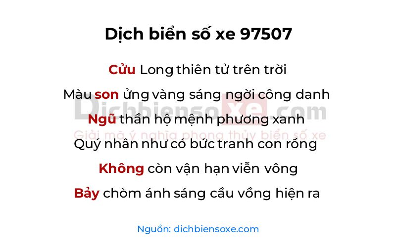 Dịch thơ biển số 97507