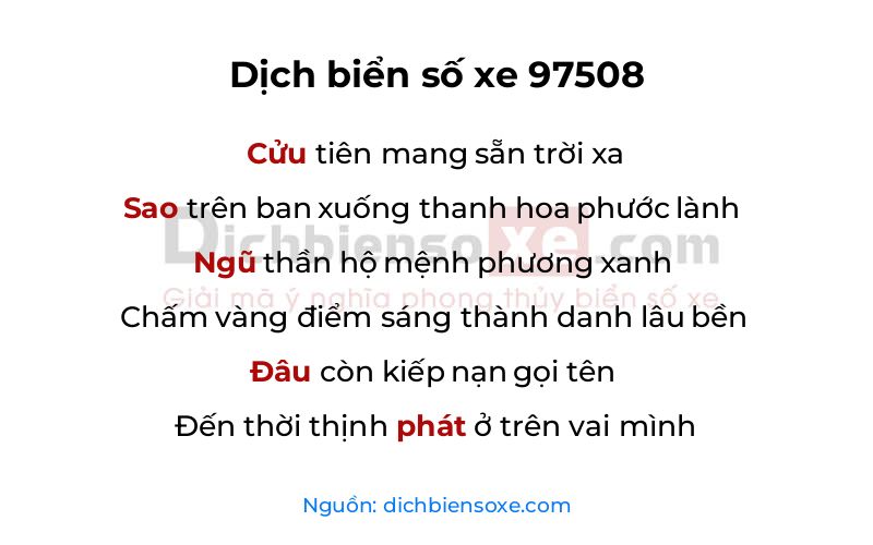 Dịch thơ biển số 97508
