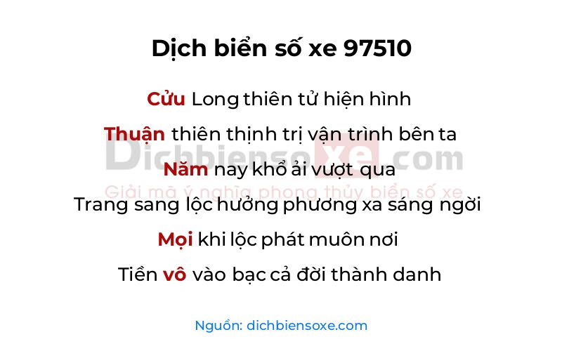 Dịch thơ biển số 97510