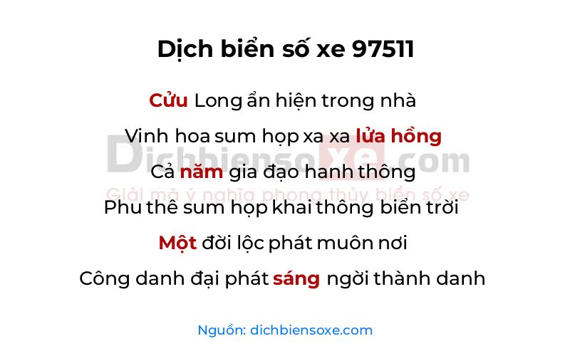 Dịch thơ biển số 97511