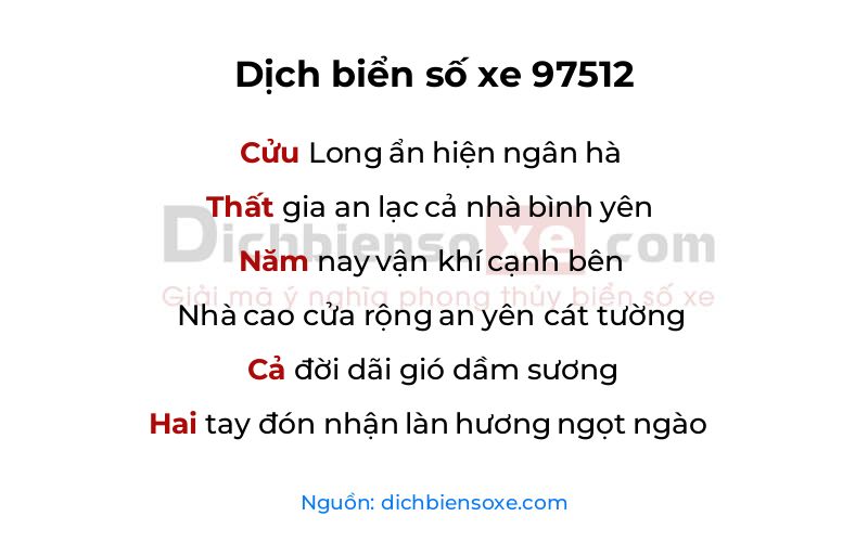 Dịch thơ biển số 97512
