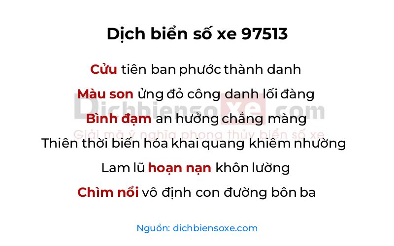 Dịch thơ biển số 97513