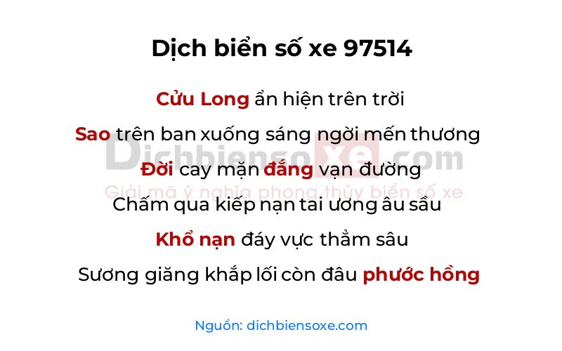 Dịch thơ biển số 97514
