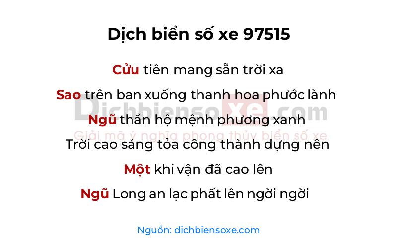 Dịch thơ biển số 97515