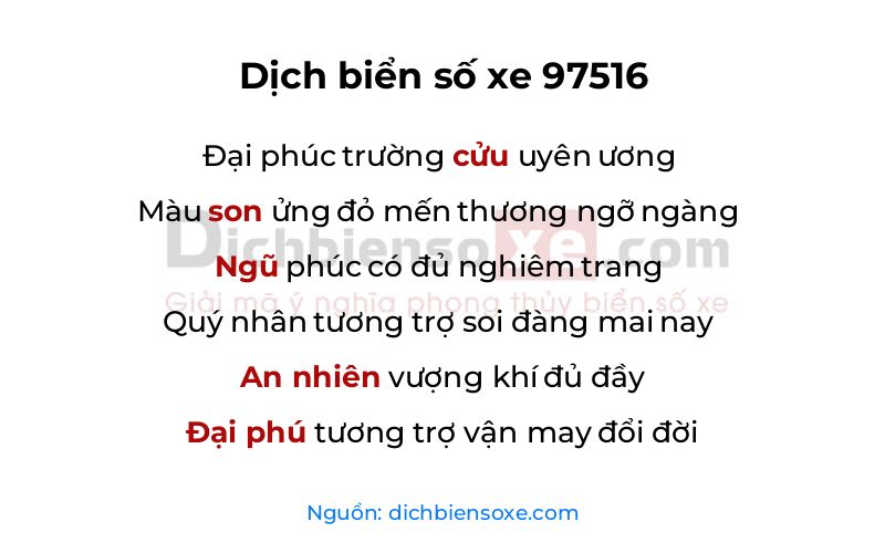 Dịch thơ biển số 97516