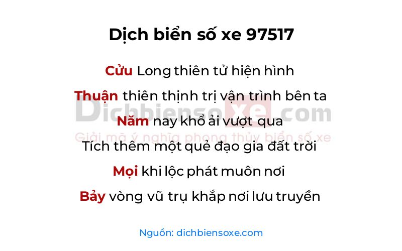 Dịch thơ biển số 97517