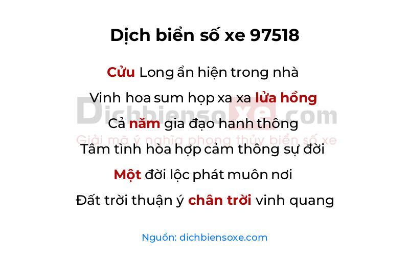Dịch thơ biển số 97518