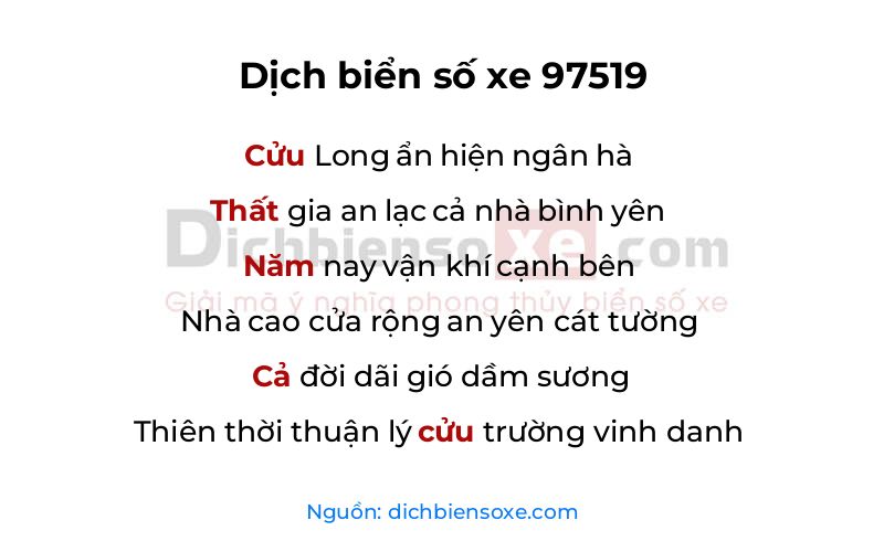 Dịch thơ biển số 97519