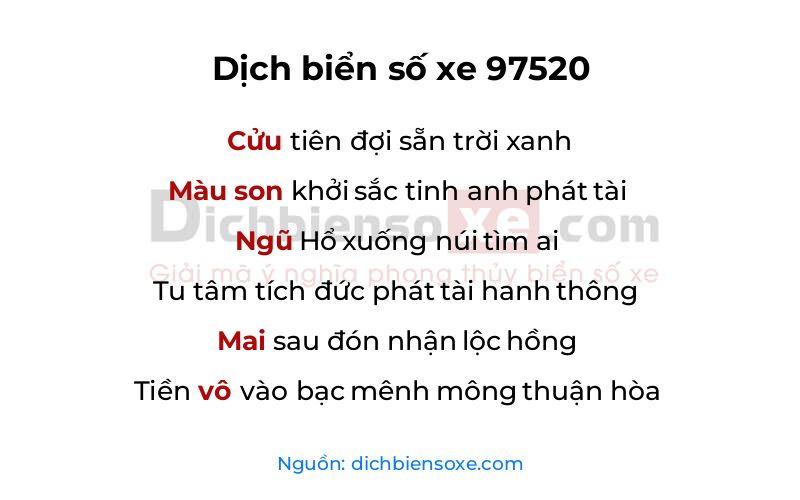Dịch thơ biển số 97520