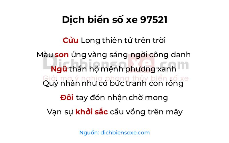 Dịch thơ biển số 97521