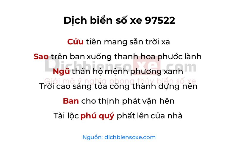 Dịch thơ biển số 97522