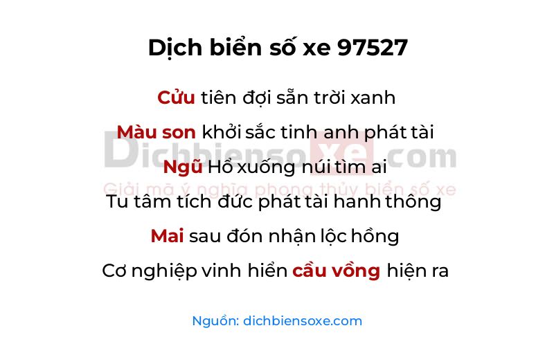 Dịch thơ biển số 97527