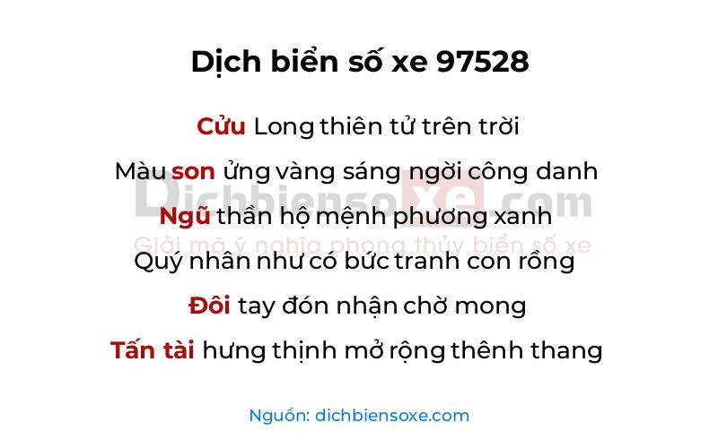 Dịch thơ biển số 97528