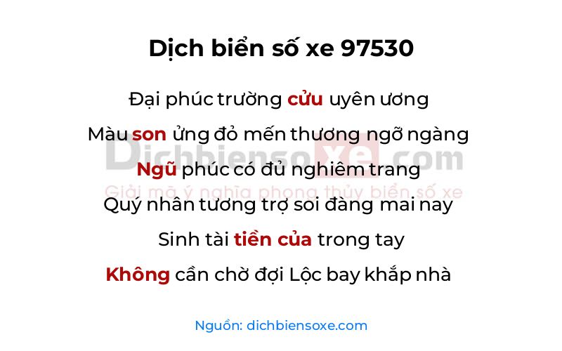 Dịch thơ biển số 97530