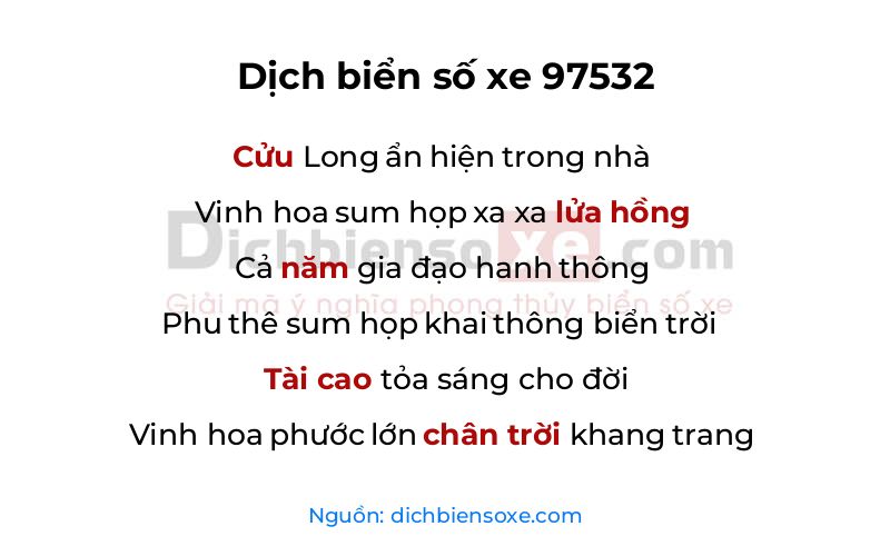 Dịch thơ biển số 97532
