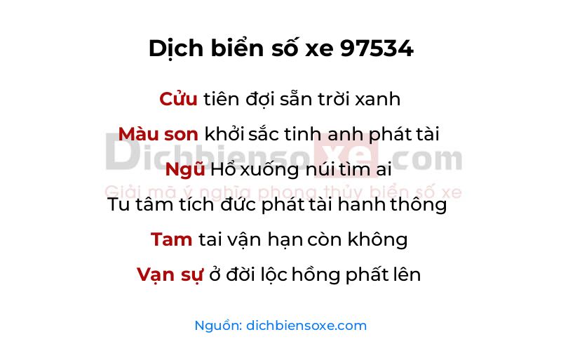 Dịch thơ biển số 97534