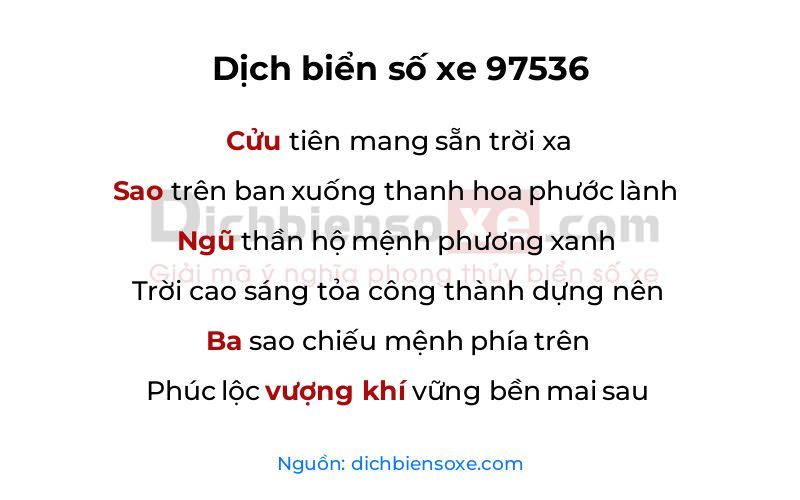 Dịch thơ biển số 97536