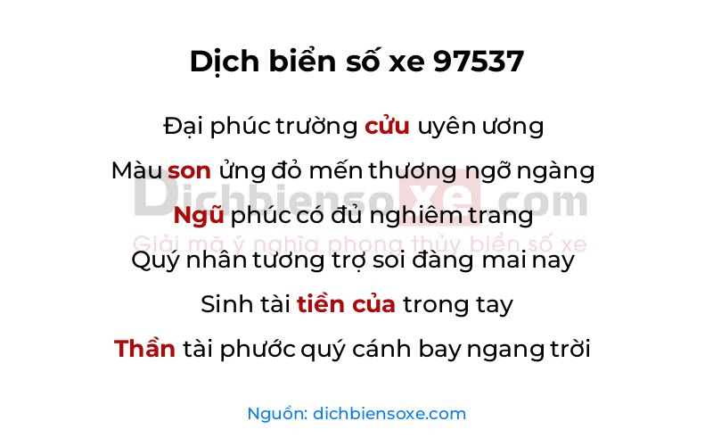 Dịch thơ biển số 97537