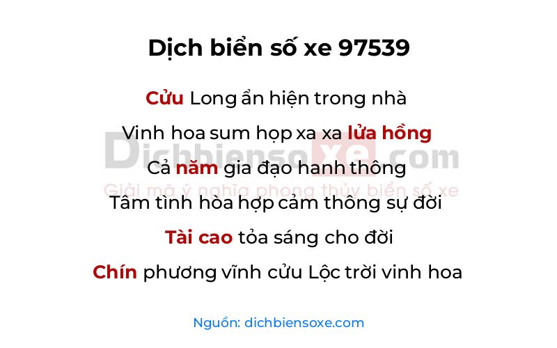 Dịch thơ biển số 97539
