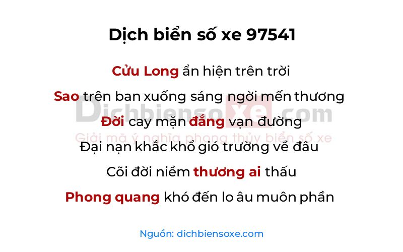Dịch thơ biển số 97541