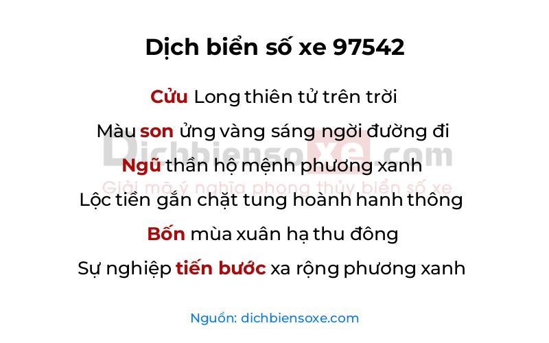 Dịch thơ biển số 97542
