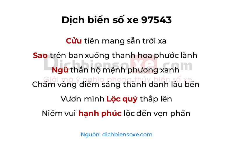 Dịch thơ biển số 97543