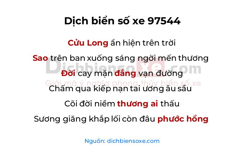 Dịch thơ biển số 97544