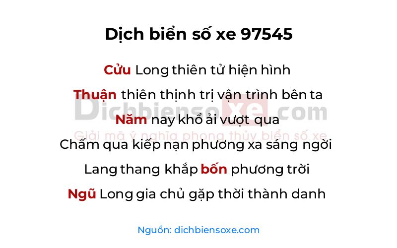 Dịch thơ biển số 97545