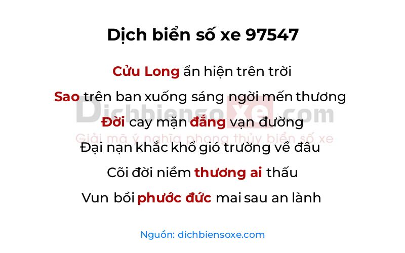 Dịch thơ biển số 97547