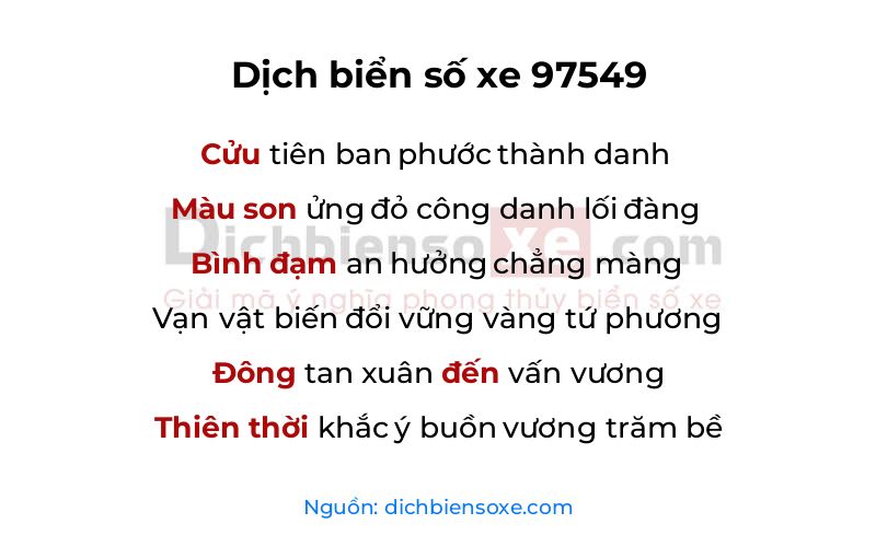 Dịch thơ biển số 97549