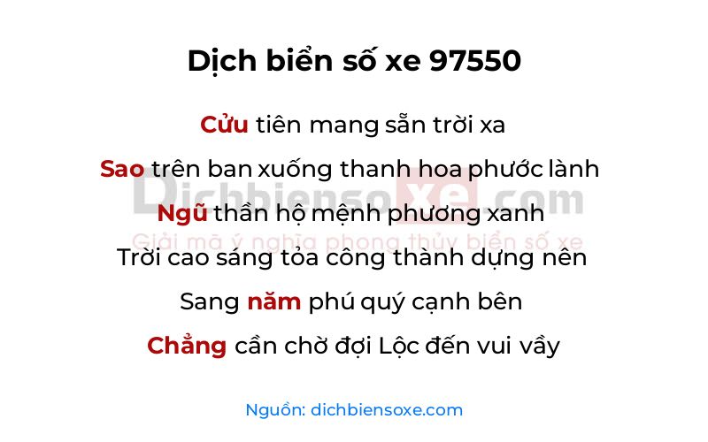 Dịch thơ biển số 97550