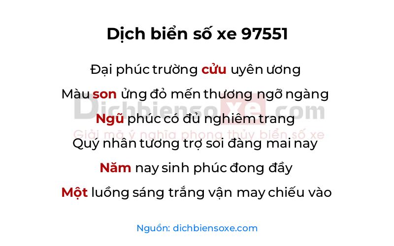 Dịch thơ biển số 97551