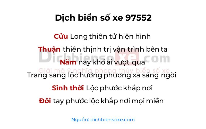 Dịch thơ biển số 97552