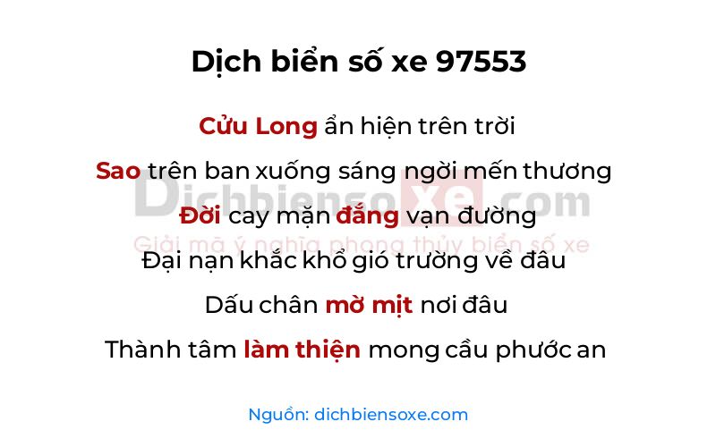 Dịch thơ biển số 97553
