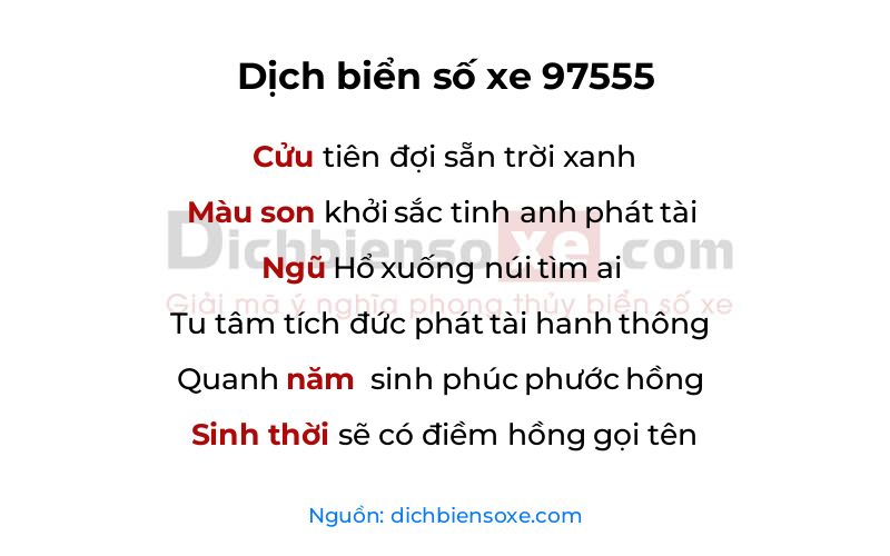 Dịch thơ biển số 97555