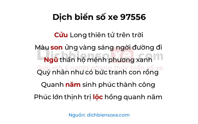 Dịch thơ biển số 97556