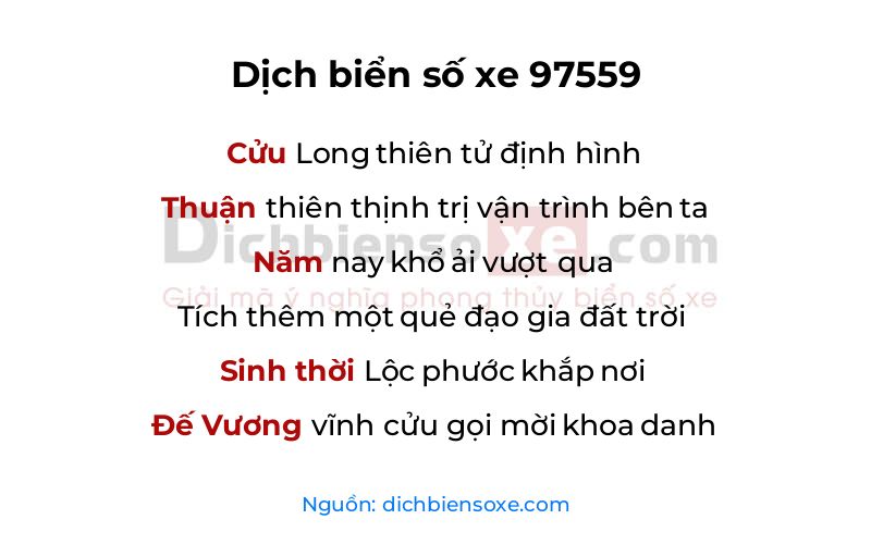 Dịch thơ biển số 97559