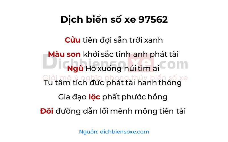 Dịch thơ biển số 97562