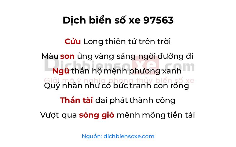 Dịch thơ biển số 97563