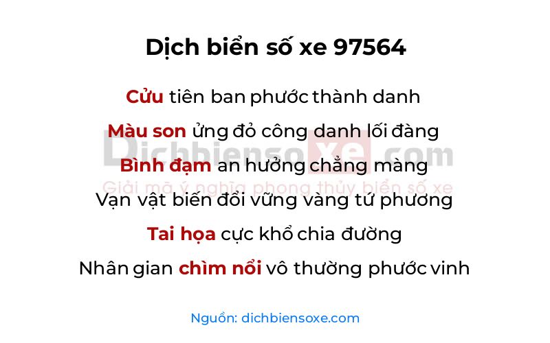 Dịch thơ biển số 97564